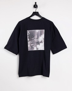 Черная футболка в стиле oversized с графическим принтом Public Desire-Серый