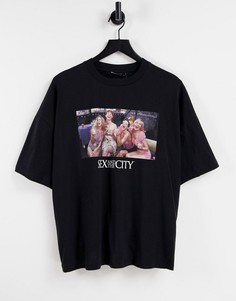 Черная oversized-футболка с принтом "Sex And The City" ASOS DESIGN-Черный цвет