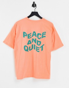 Коралловая футболка в стиле oversized с графическим принтом "Peace and Quiet" ASOS DESIGN-Оранжевый цвет