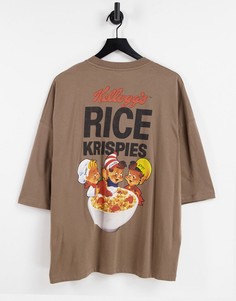 Футболка коричневого цвета с принтом "Rice Krispy" ASOS DESIGN-Коричневый цвет
