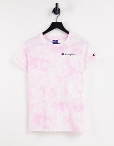 Розовая футболка с принтом тай-дай Champion-Розовый цвет
