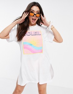 Трикотажная пляжная футболка с принтом "Soleil" ASOS DESIGN-Белый