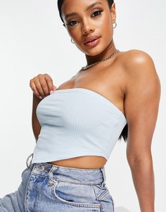 Голубой укороченный топ бандо с треугольным нижним краем ASOS DESIGN