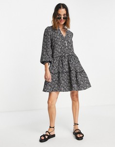 Ярусное платье мини свободного кроя с принтом Vero Moda-Черный цвет