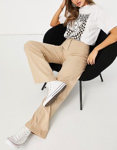 Бежевые свободные брюки с широкими штанинами в винтажном мужском стиле Bershka-Светло-бежевый цвет