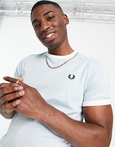 Голубая футболка с окантовкой Fred Perry-Голубой