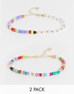 Набор из 2 разноцветных браслетов из бусин Monki Akira-Многоцветный