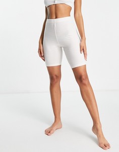 Супермягкие шорты-леггинсы цвета экрю в рубчик для дома в стиле Выбирай и Комбинируй ASOS DESIGN-Белый