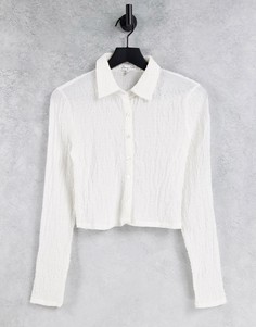 Жатая облегающая рубашка цвета слоновой кости в стиле 90-х Emory Park-Белый