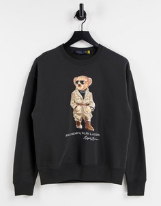 Черный свитер с плюшевым мишкой в стиле сафари Polo Ralph Lauren-Черный цвет