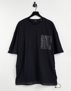 Черная футболка в стиле oversized с карманом из нейлона Only & Sons-Черный цвет