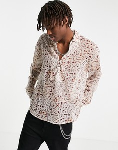 Свободная полупрозрачная рубашка с леопардовым принтом ASOS DESIGN-Розовый цвет
