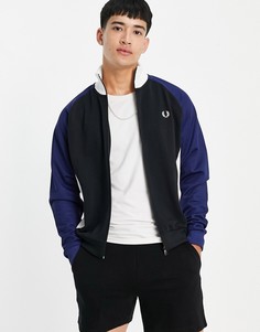 Черная олимпийка с вставкой из плотного трикотажа Fred Perry-Черный цвет