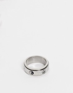 Серебристое кольцо из нержавеющей стали с подвижной деталью и простыми рисунками в стиле 90-х ASOS DESIGN-Серебристый