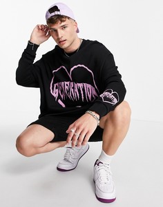 Свитшот в стиле "extreme oversized" с принтом спереди и на рукавах ASOS DESIGN-Черный цвет