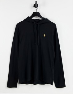 Черный лонгслив с капюшоном и логотипом в виде игрока поло Polo Ralph Lauren-Черный цвет