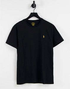 Черная футболка с логотипом с игроком Polo Ralph Lauren-Черный цвет