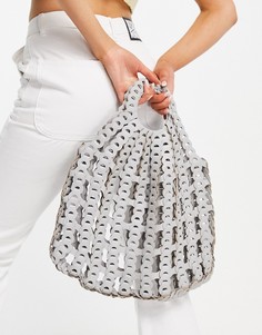 Голубой плетеный клатч из искусственной кожи Topshop Buttery