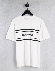 Белая футболка узкого кроя с принтом "Les Ensemble" River Island-Белый