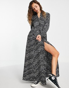 Платье миди с длинными рукавами и принтом Vero Moda-Черный цвет