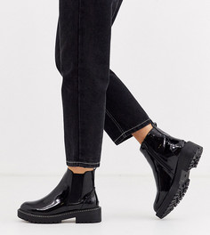 Черные лакированные ботильоны для широкой стопы River Island-Черный