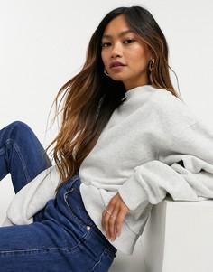 Серый меланжевый oversized-свитшот из материала с добавлением органического хлопка Weekday Amaze