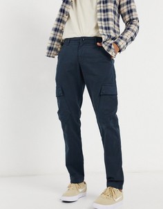 Темно-синие брюки карго из смесового органического хлопка Knowledge Cotton Apparel-Темно-синий