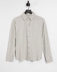 Серая меланжевая трикотажная рубашка с добавлением органического хлопка Weekday Jannike-Серый