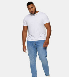 Светлые эластичные зауженные джинсы с выбеленным эффектом Topman Big-Голубой