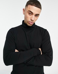 Черный лонгслив Tom Tailor-Черный цвет