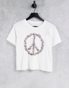 Белая футболка со знаком "Peace", надписью и завязками спереди Hollister Earth Day-Белый