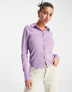 Сиреневая рубашка в рубчик ASOS DESIGN-Фиолетовый цвет