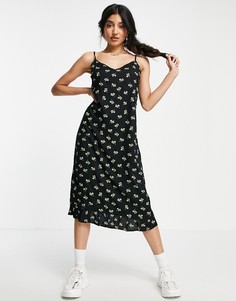 Платье-комбинация с оборками Miss Selfridge-Черный цвет