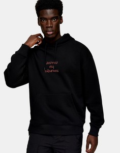 Черный худи с вышивкой "Greatness" Topman-Красный