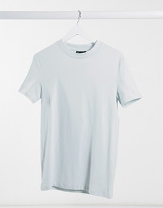 Светло-голубая облегающая футболка из смесового органического хлопка ASOS DESIGN-Синий