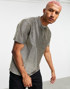 Oversized-футболка из золотистой фактурной ткани ASOS DESIGN-Золотистый