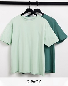 Набор из 2 свободных футболок шалфейно-зеленого и зеленого цвета Another Influence-Зеленый цвет