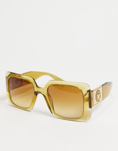 Женские большие солнцезащитные очки в бежевой квадратной оправе Versace 0VE4405-Светло-бежевый