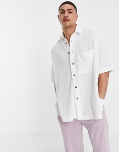 Белая свободная рубашка в стиле oversized из вафельного трикотажа ASOS DESIGN-Белый