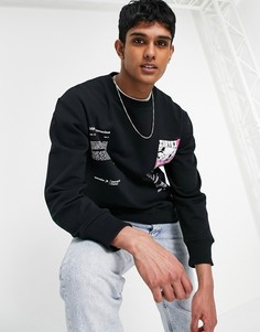 Черный свитшот с принтом "Survive" Topman-Черный цвет