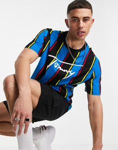 Синяя футболка для плавания с логотипом-надписью на груди в полоску Tommy Hilfiger-Многоцветный