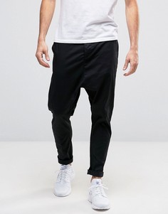 Брюки чинос с заниженной проймой ASOS-Черный
