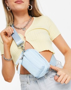Голубая сумка через плечо на молнии Topshop-Голубой