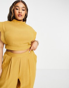 Топ горчичного цвета без рукавов со строчкой ASOS EDITION Curve-Желтый