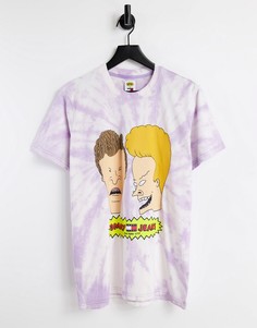 Фиолетово-белая футболка в стиле унисекс с принтом тай-дай Tommy Jeans X Beavis-Фиолетовый цвет