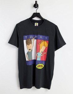 Черная футболка в стиле унисекс Tommy Jeans x Beavis-Черный