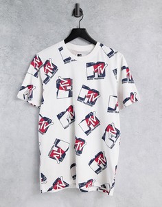 Белая футболка в стиле унисекс со сплошным принтом Tommy Jeans X MTV-Белый
