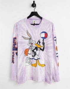 Лонгслив в стиле унисекс с принтом тай-дай фиолетового/белого цветов Tommy Jeans X Space Jam-Фиолетовый