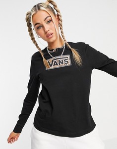 Черный лонгслив с леопардовым принтом Vans WYLD