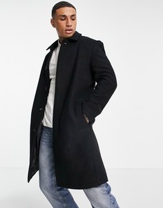 Полушерстяное черное пальто ASOS DESIGN-Черный цвет